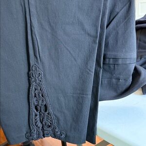 Avenue black pull on crop pants.  Ankle embroidered. So cute!!